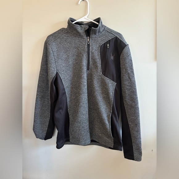 SPYDER Gait 1/2 Zip Sweater Pullover Gray Black Jacket Size Medium - Picture 1 of 7